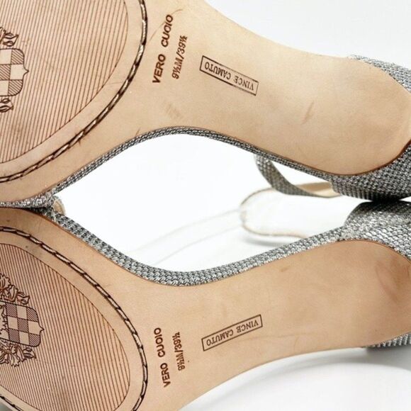 VINCE CAMUTO Court Metallic Ankle Strap Sandals - Picture 9 of 10